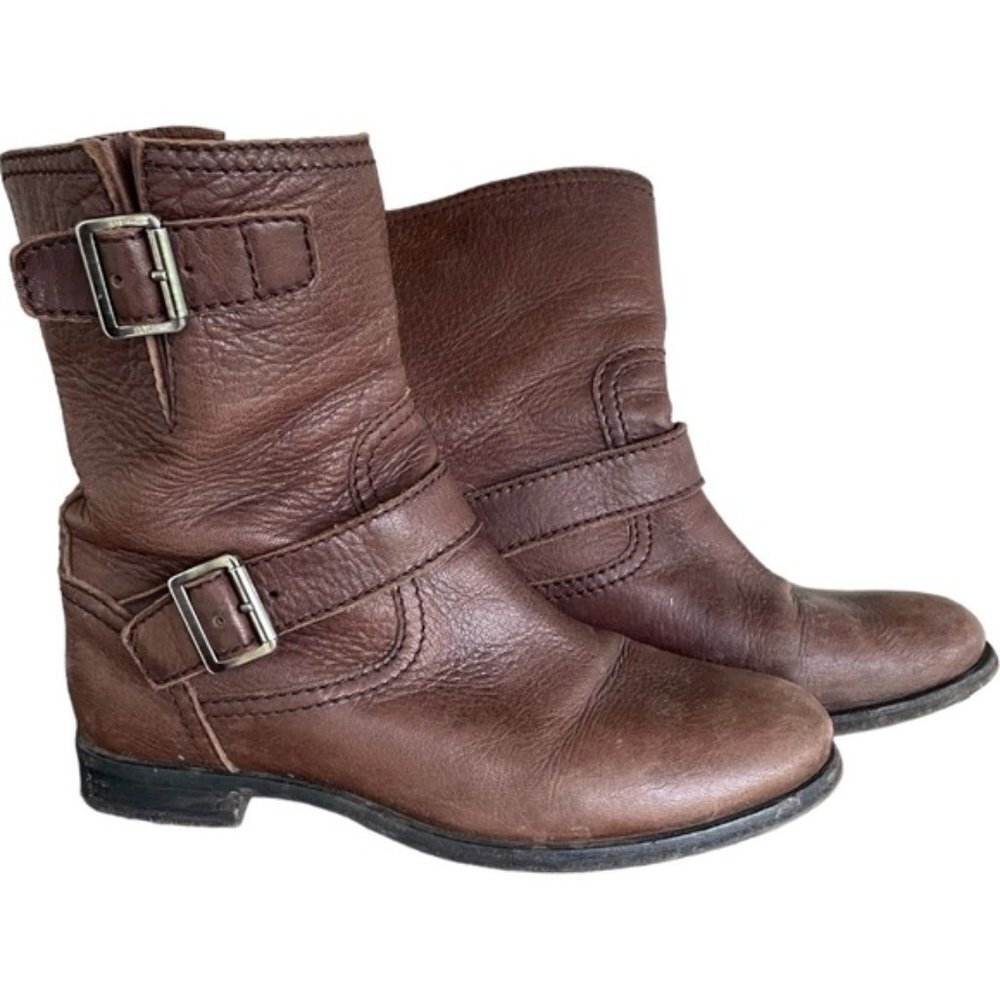 Prada Calzature Donna brown leather moto boots 38